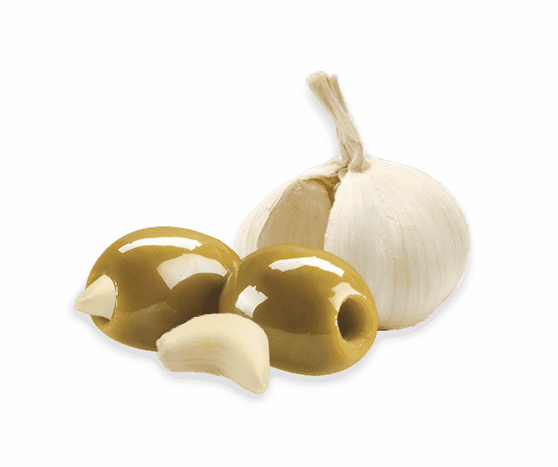 Halkidikioliver fyllda med vitlök